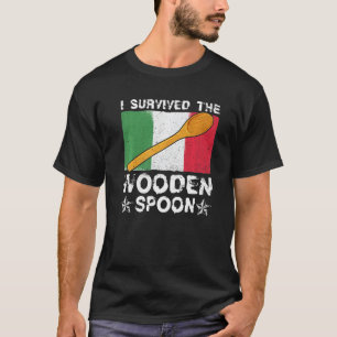 Survived The Wooden Spoon Italian Flag Dad Adult T-Shirt