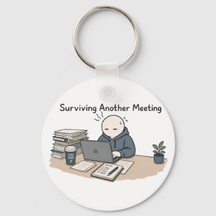 Surviving Another Meeting Funny Work Meme Keychain