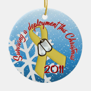 Surviving Deployment 2011 Yellow Ribbon Ceramic Ornament