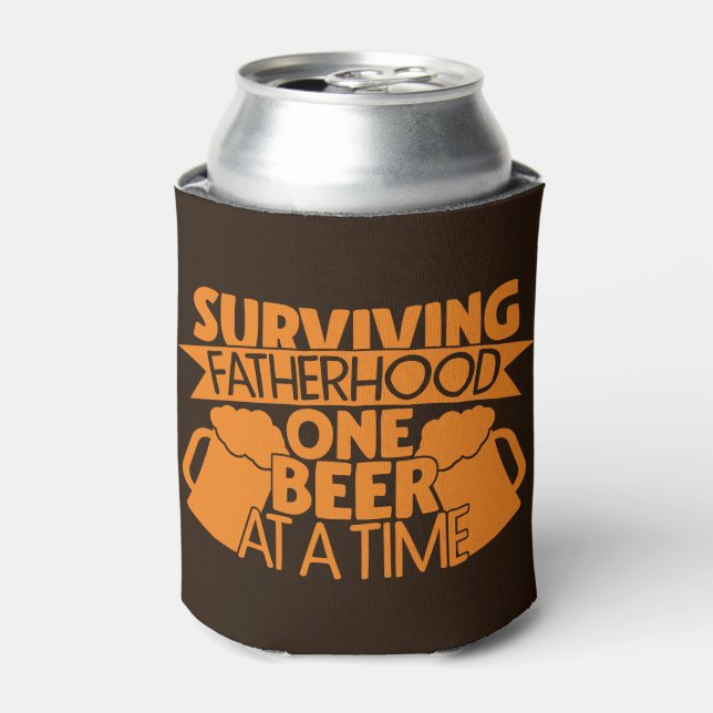 Surviving Fatherhood One Beer At A Time Can Cooler (Can Front)