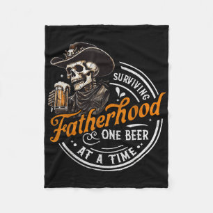 Surviving Fatherhood One Beer At A Time Skeleton D Fleece Blanket