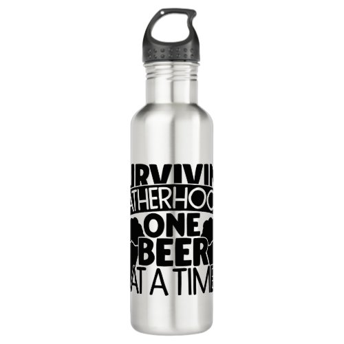 Surviving Fatherhood One Beer At A Time Stainless Steel Water Bottle