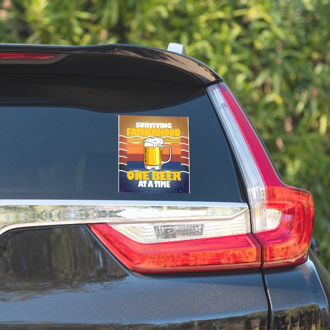Surviving Fatherhood One Beer At A Time  Sticker (Car Side)