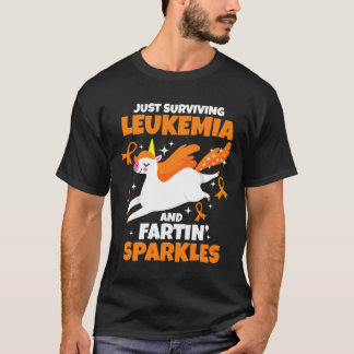Surviving Leukemia Farting Sparkles Unicorn Funny  T-Shirt