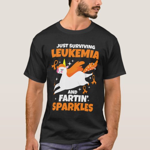 Surviving Leukemia Farting Sparkles Unicorn Funny  T_Shirt