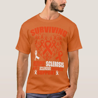 Surviving Multiple Sclerosis Oronge Ribbon Heart M T-Shirt