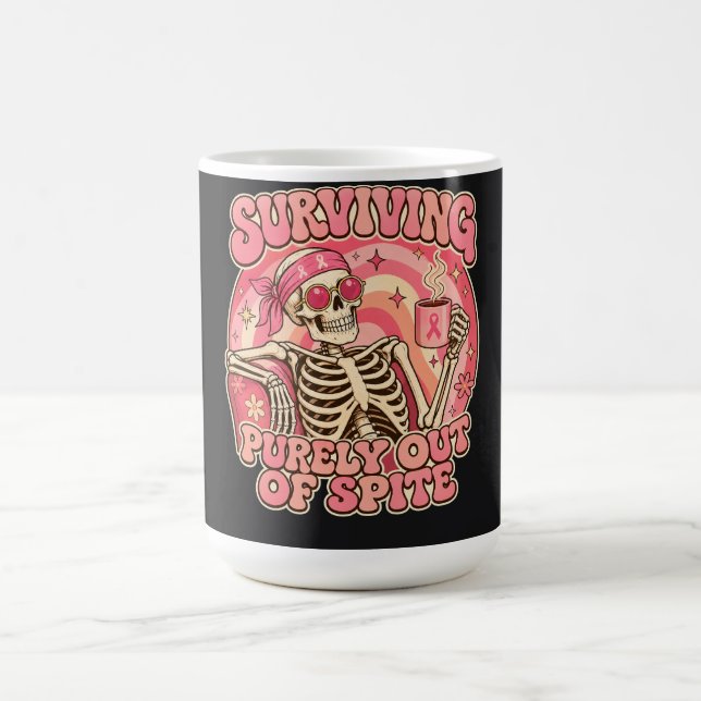  Surviving Out of Spite Retro Skeleton Coffee Mug (Center)