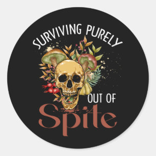 Surviving Purely Out Of Spite Cottagecore Mushroom Classic Round Sticker