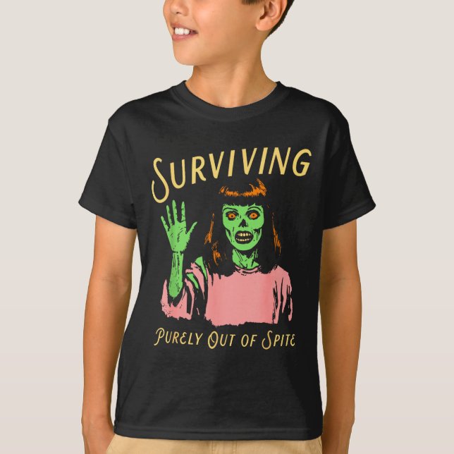 Surviving Purely Out Of Ste Retro Zombie Halloween T-Shirt (Front)