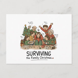 Surviving the Family Christmas – Funny Family Postcard