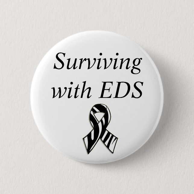 Surviving with EDS Ehlers-Danlos Syndrome Ribbon Button (Front)