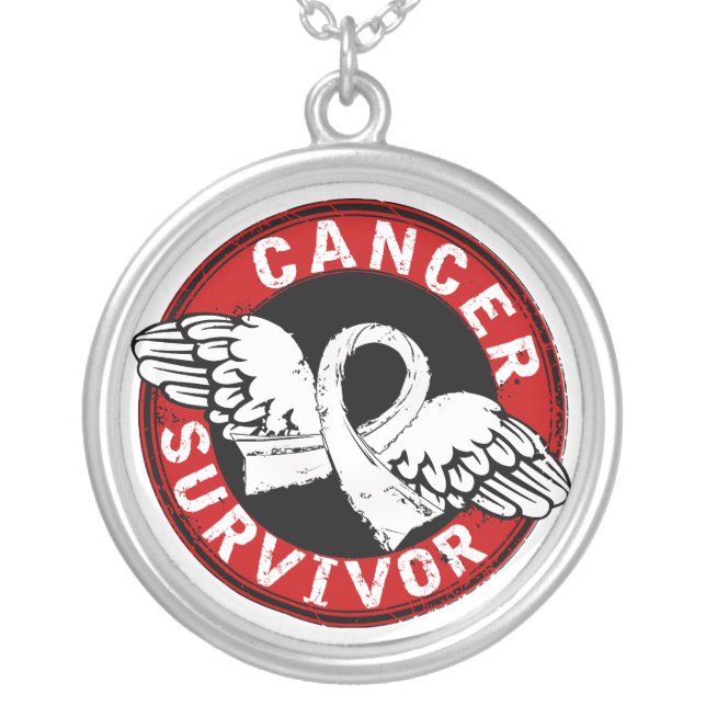 Survivor 14 Lung Cancer Silver Plated Necklace (Front)