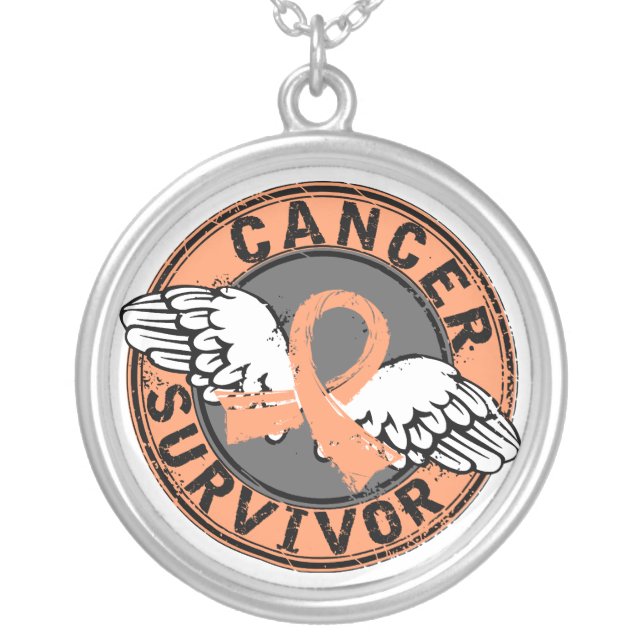 Survivor 14 Uterine Cancer Silver Plated Necklace (Front)