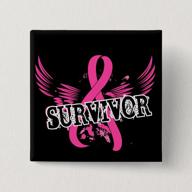 Survivor 16 Breast Cancer Button (Front)