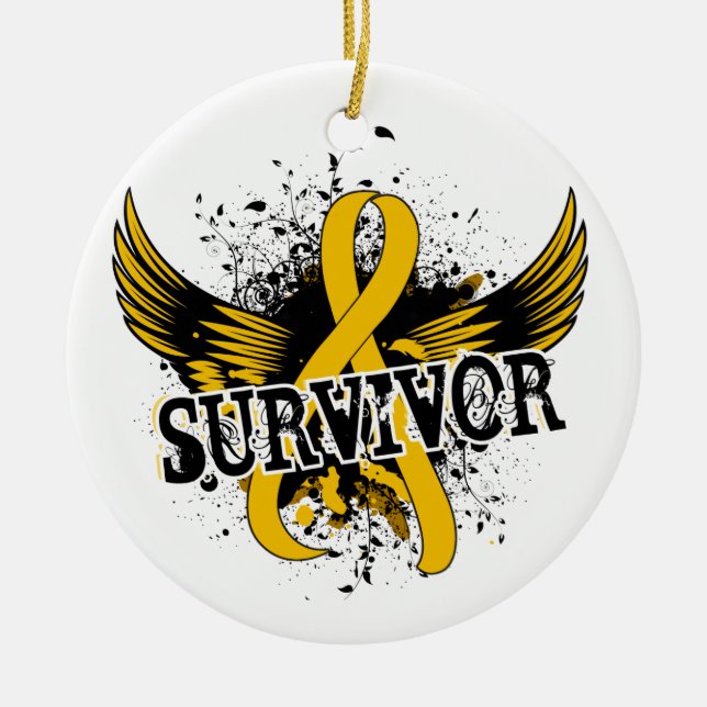Survivor 16 Childhood Cancer Ceramic Ornament (Front)