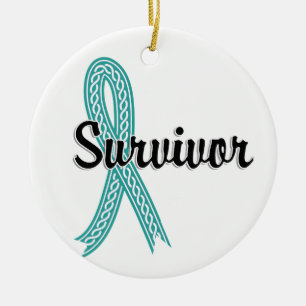 Survivor 17 Ovarian Cancer Ceramic Ornament