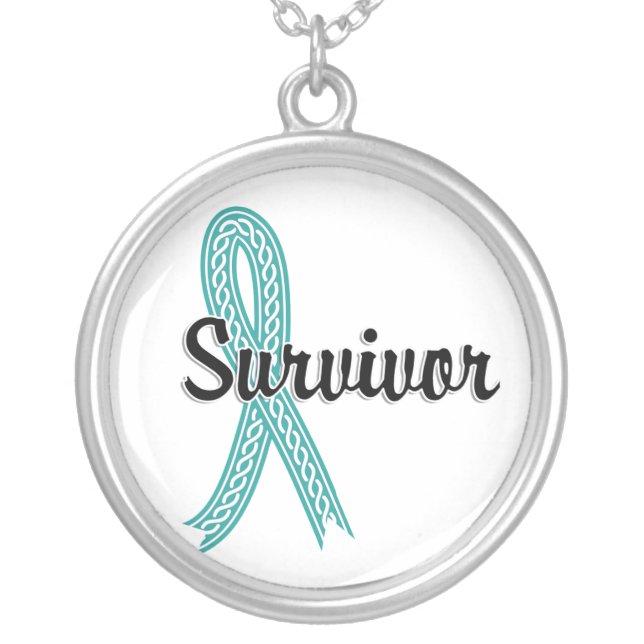 Survivor 17 Ovarian Cancer Silver Plated Necklace (Front)