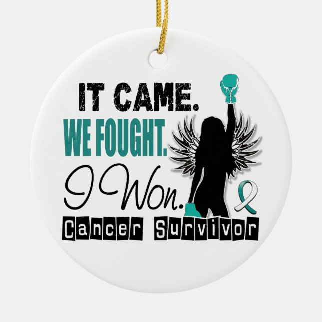 Survivor 22 Cervical Cancer Ceramic Ornament (Front)