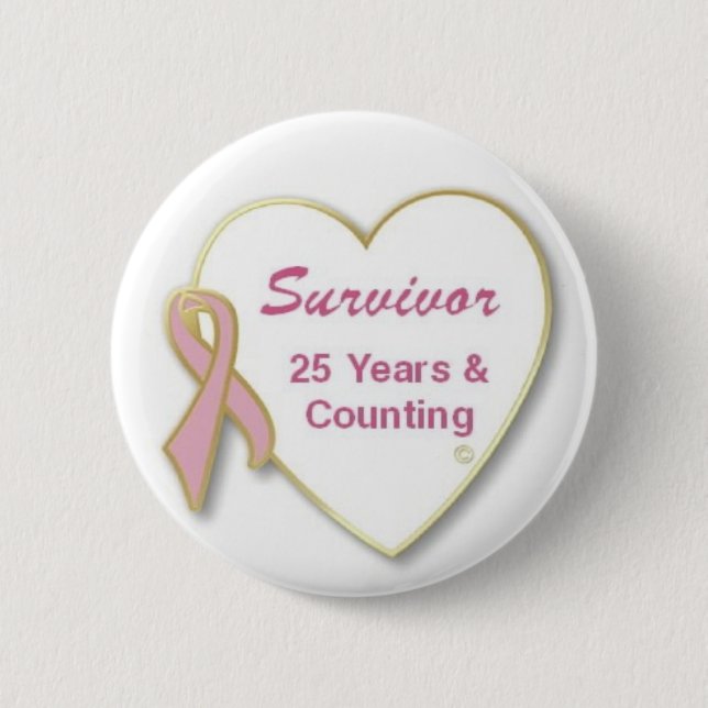 Survivor 25 years and Counting Button (Front)