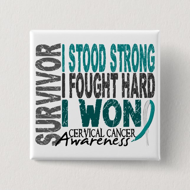 Survivor 4 Cervical Cancer Pinback Button (Front)