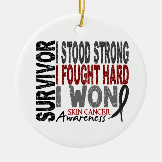 Survivor 4 Skin Cancer Ceramic Ornament (Front)