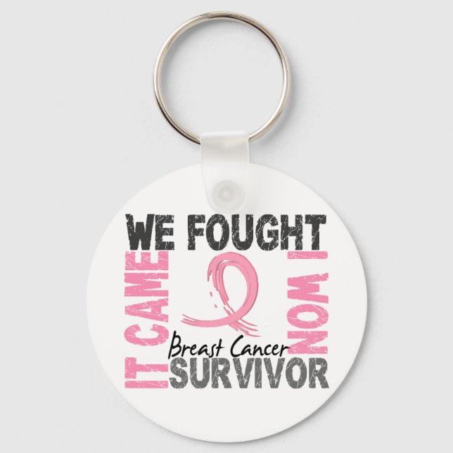 Survivor 5 Breast Cancer Keychain (Front)