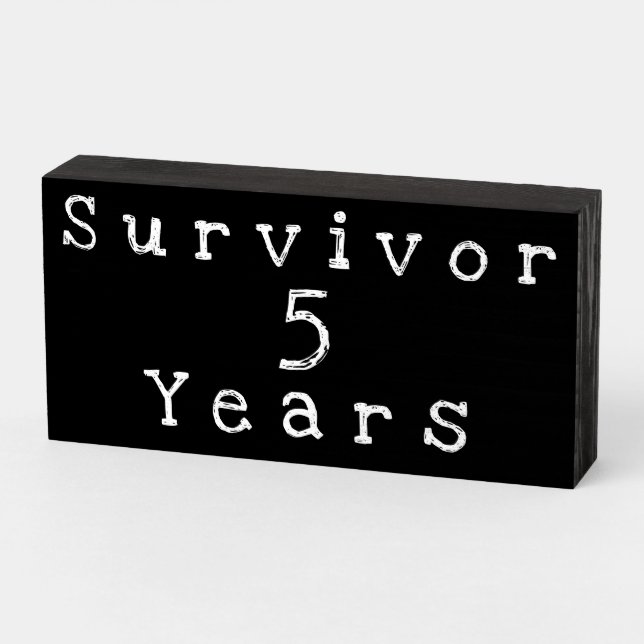 "Survivor 5 Years" Chalk Board Style Wood Sign (Angled Horizontal)
