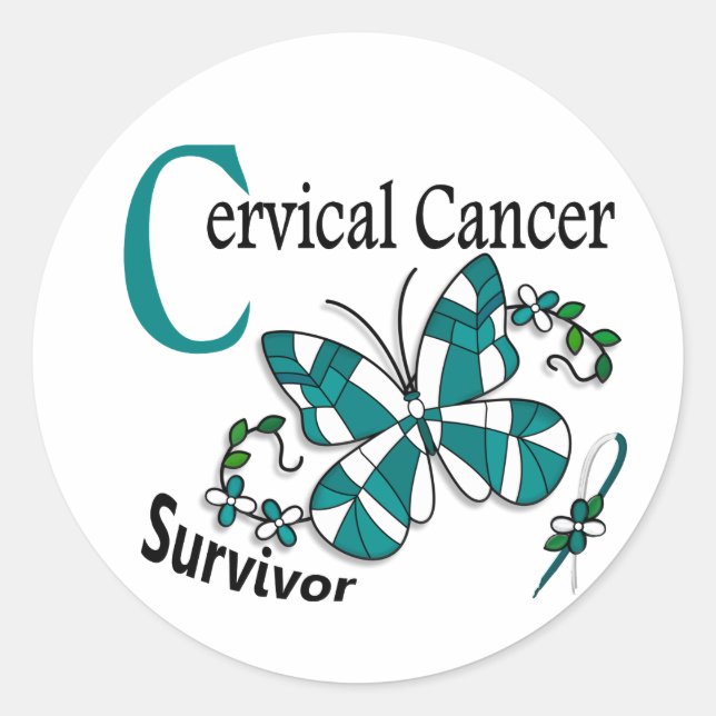 Survivor 6 Cervical Cancer Classic Round Sticker (Front)
