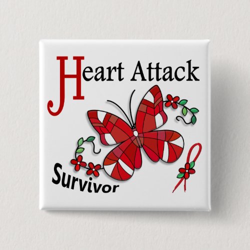 Survivor 6 Heart Attack Pinback Button