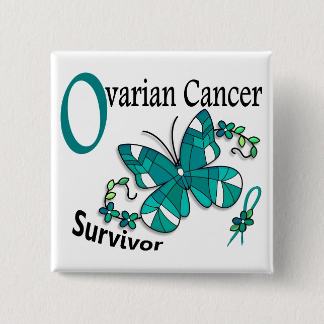 Survivor 6 Ovarian Cancer Pinback Button (Front)