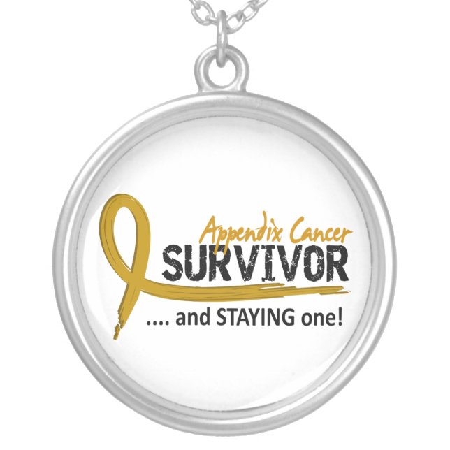 Survivor 8 Appendix Cancer Silver Plated Necklace (Front)