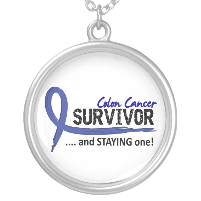 Survivor 8 Colon Cancer Silver Plated Necklace (Front)