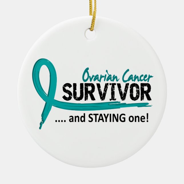 Survivor 8 Ovarian Cancer Ceramic Ornament (Front)