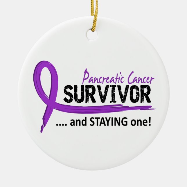 Survivor 8 Pancreatic Cancer Ceramic Ornament (Front)