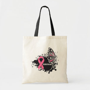 Survivor Abstract Butterfly Breast Cancer Tote Bag