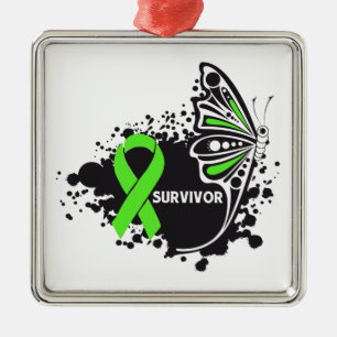 Survivor Abstract Butterfly Non-Hodgkins  Lymphoma Metal Ornament