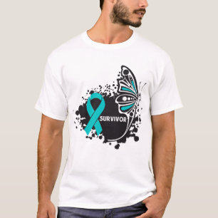Survivor Abstract Butterfly Ovarian Cancer T-Shirt
