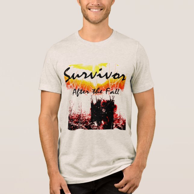 "Survivor, After the Fall" Red Black Yellow Scene  Tri-Blend Shirt (Front)