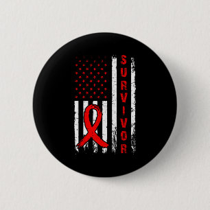 Survivor And Win Heart Disease American Flag Aware Button