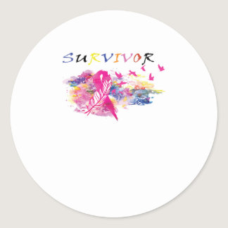 Survivor Birds Breast Cancer Awareness Classic Round Sticker