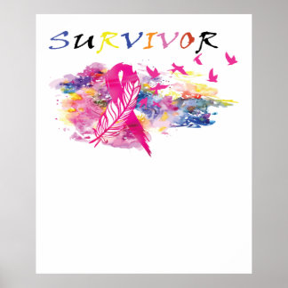 Survivor Birds Breast Cancer Awareness Poster
