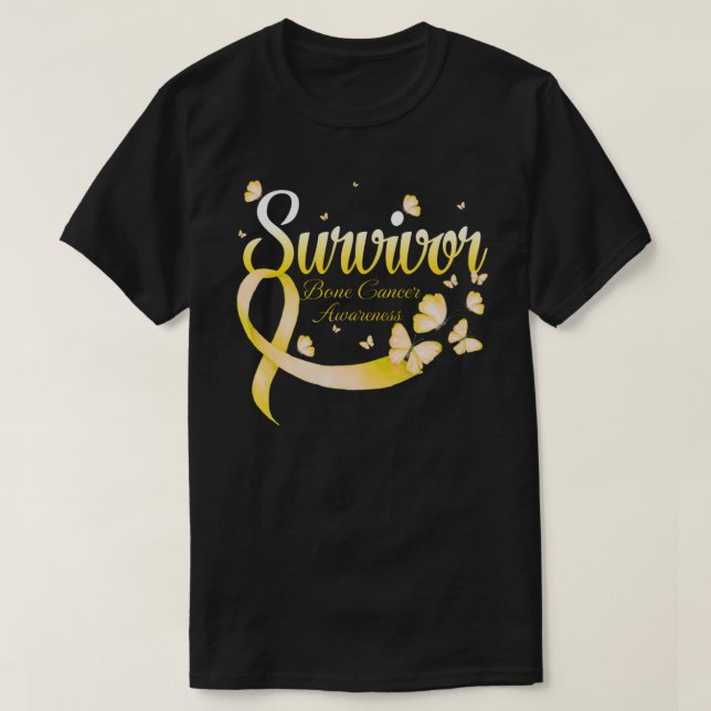 Survivor Bone Cancer Awareness Butterfly T-Shirt (Design Front)