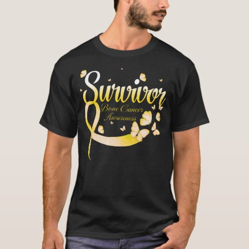 Survivor Bone Cancer Awareness Butterfly T_Shirt