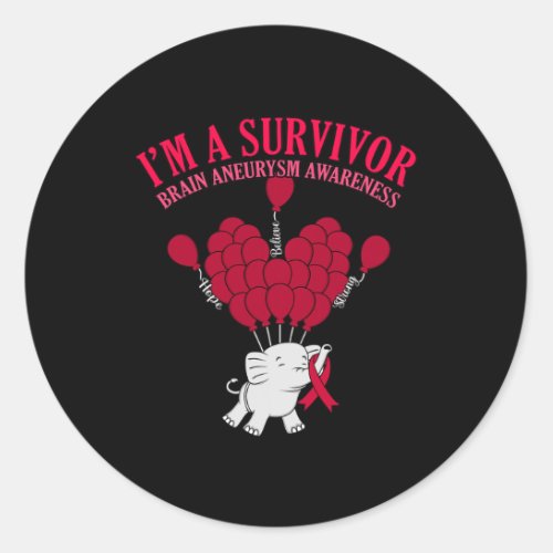 Survivor Brain Aneurysm Awareness Month Support Gr Classic Round Sticker