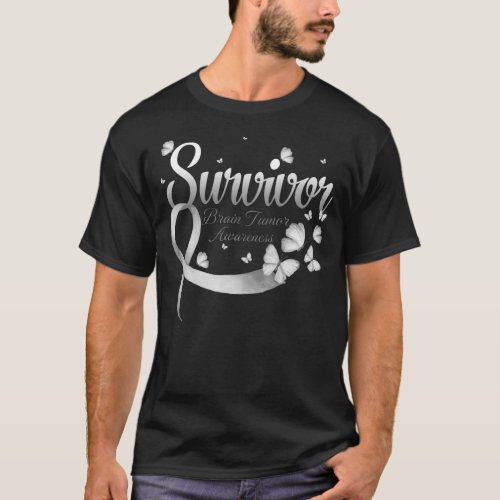 Survivor Brain Tumor Awareness Butterfly T_Shirt