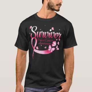 Survivor Breast Cancer Awareness Butterfly T-Shirt