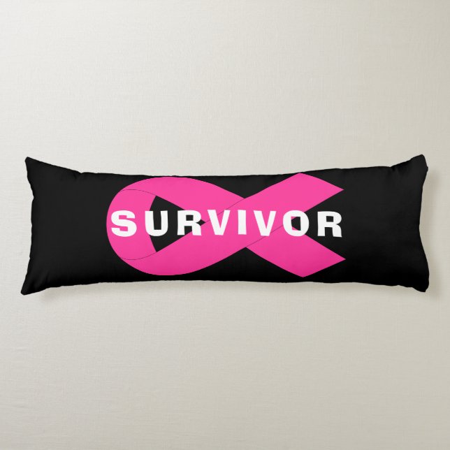 Survivor Breast Cancer Awareness Pink Ribbon Body Pillow (Front)