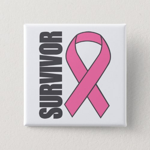 Survivor Breast Cancer Awareness Pink Ribbon Pinback Button