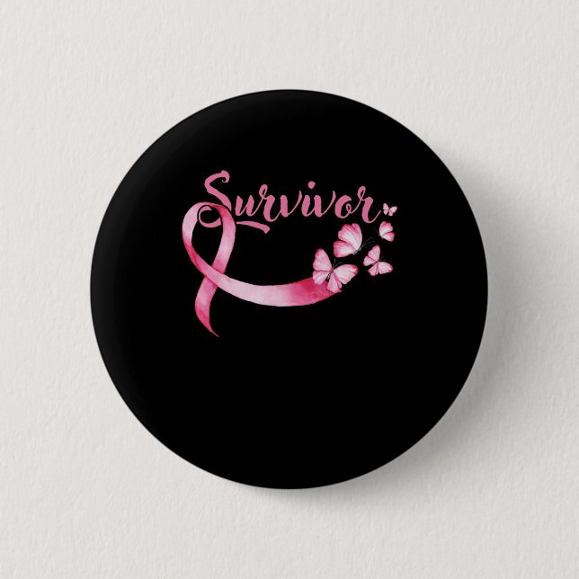 Survivor Breast Cancer Breast Cancer Awareness Gif Button (Front)