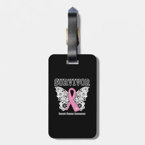 SURVIVOR _ Breast Cancer Butterfly Luggage Tag
